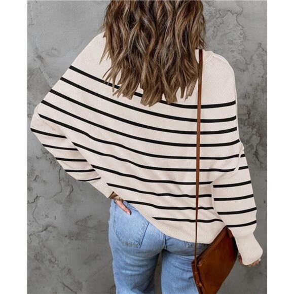 Women's Fall Casual Long Sleeve Crew Neck Sweater – Oversized Ribbed Knit - Picture 4 of 7